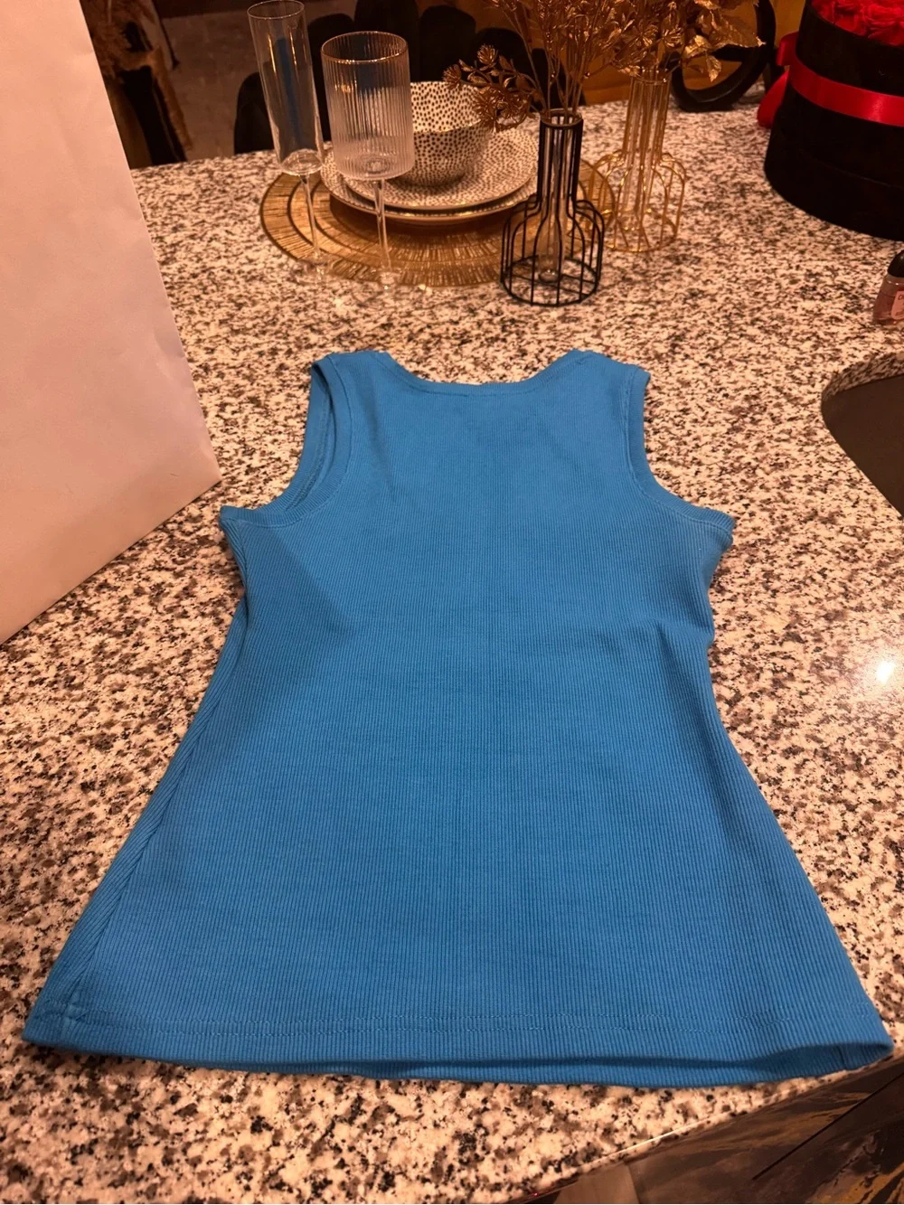 Loewe Bright Blue Ribbed Logo Tank - Picture 2 of 7